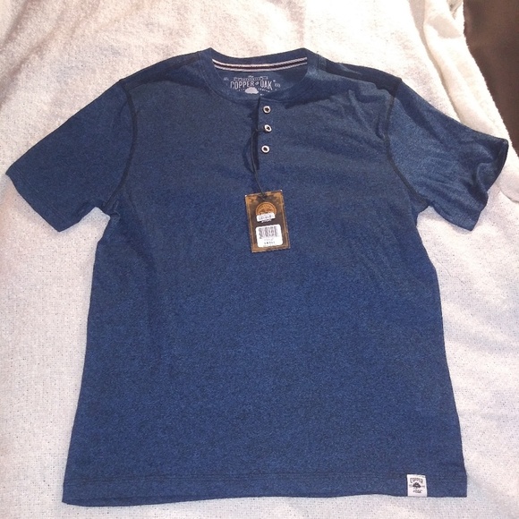 Copper & Oak Shirts Copper Oak Heather Blue 3buttoned Short Sleeve